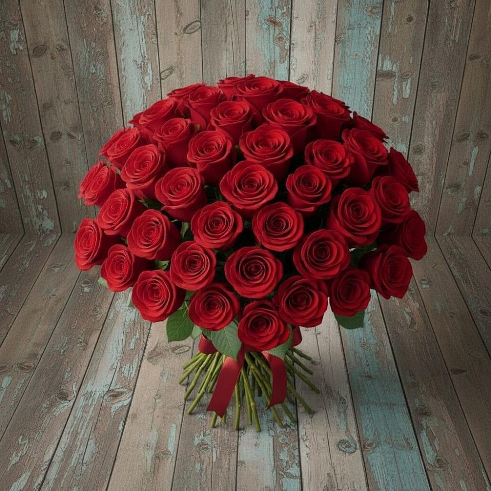 Букет 55 Красных роз Фридом в Железнодорожном Иркутской области