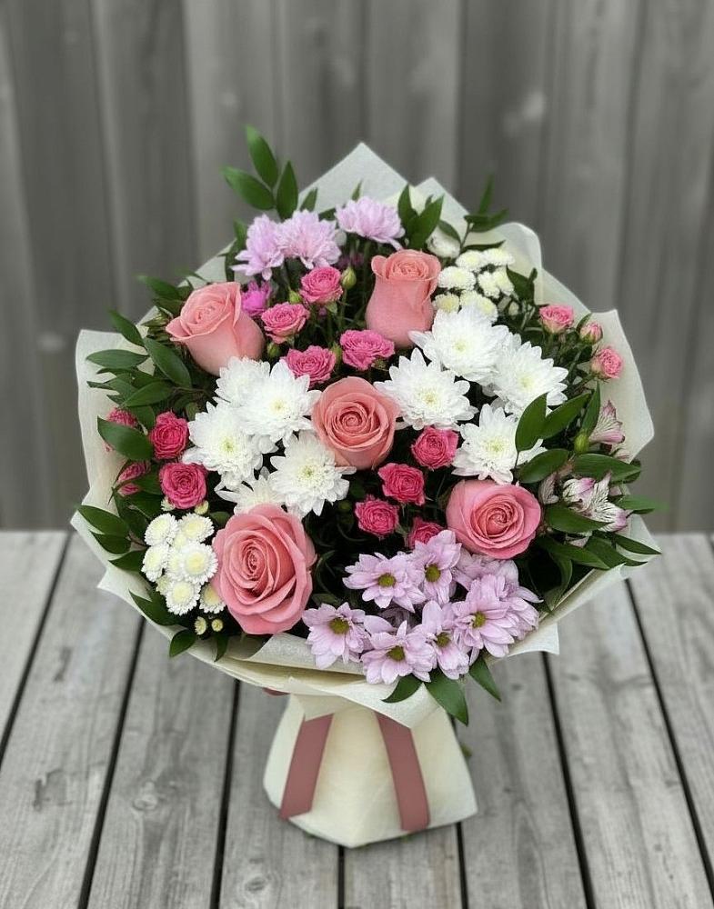 Букет цветов из: Альстромерии, Гвоздики, Розы и Хризантемы в Железнодорожном Иркутской области