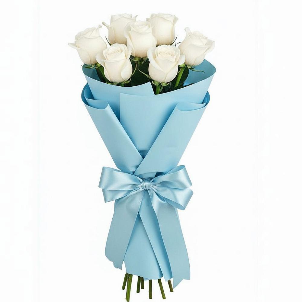 Букет 7 белых роз Проуд в Железнодорожном Иркутской области