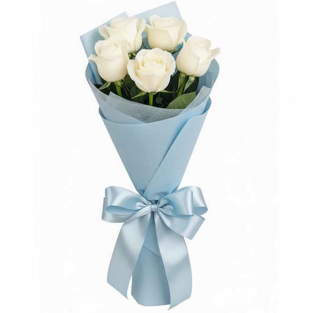 Букет 5 Белых роз Проуд в Железнодорожном Иркутской области