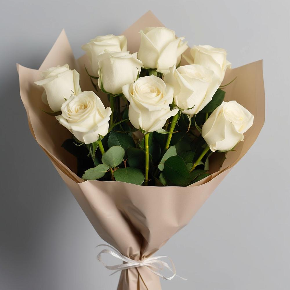Букет 9 Белых роз Эдлесс Лав в Железнодорожном Иркутской области