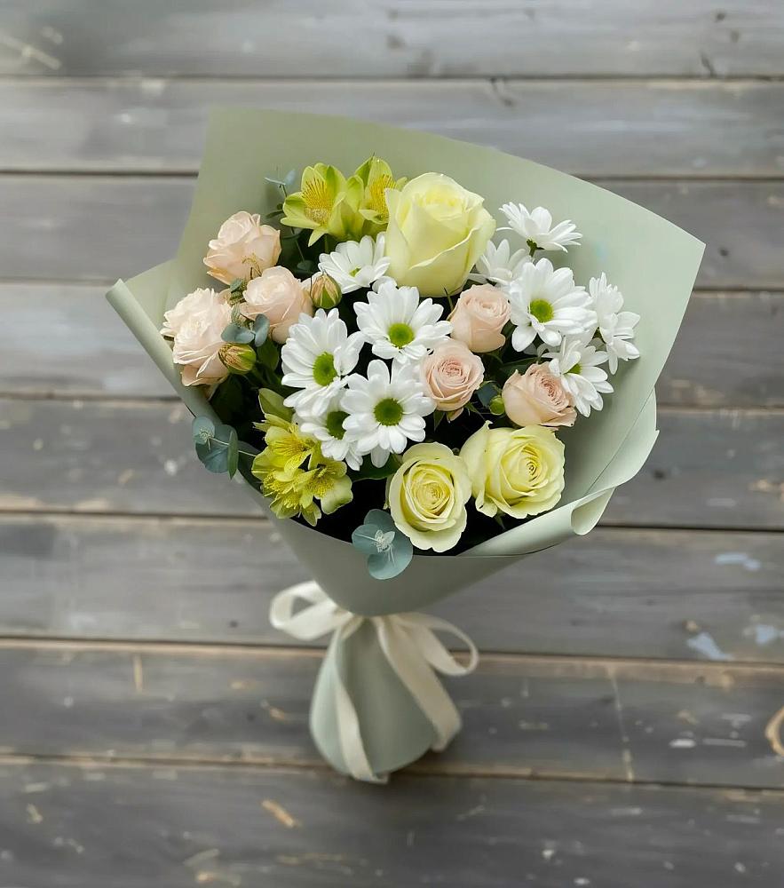 Букет цветов из: Альстромерии, Розы и Хризантемы в Железнодорожном Иркутской области