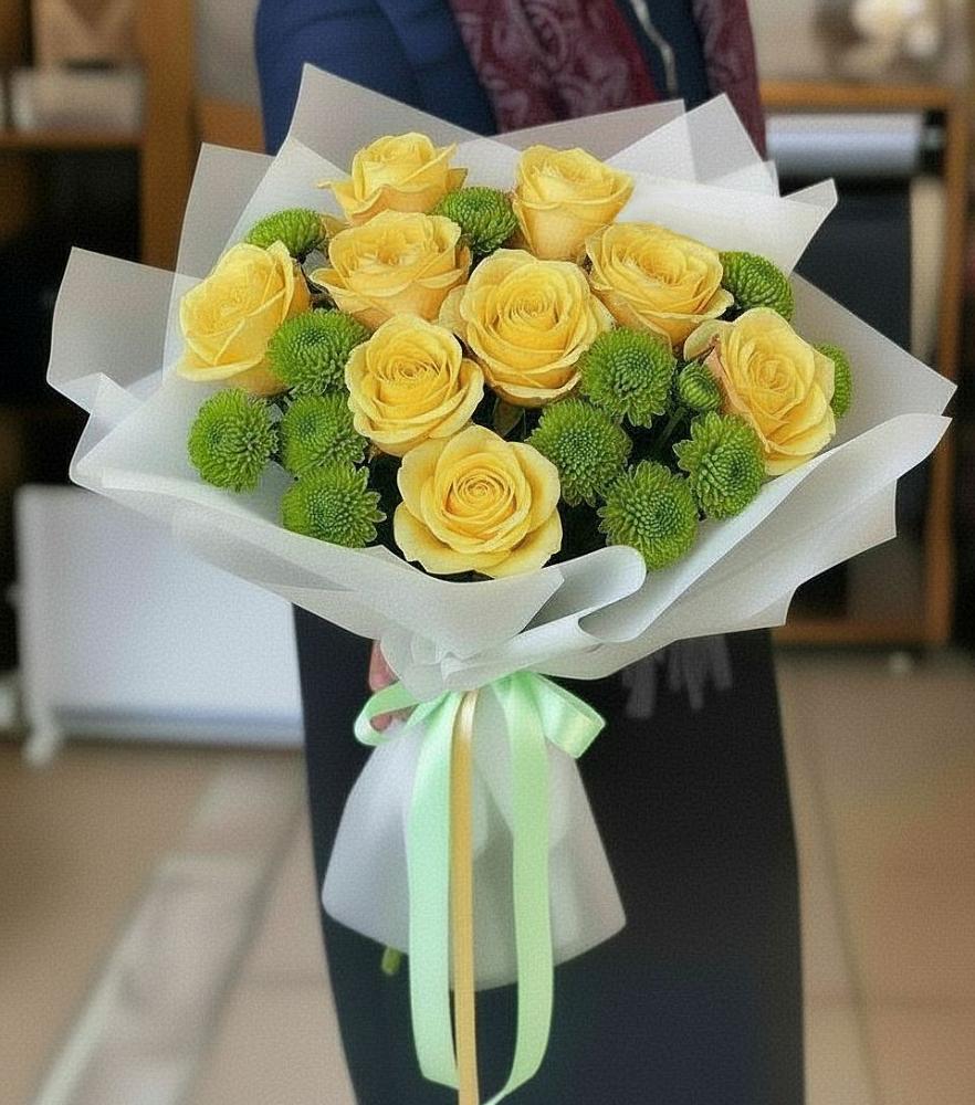 Букет цветов из: Хризантемы и Розы в Железнодорожном Иркутской области