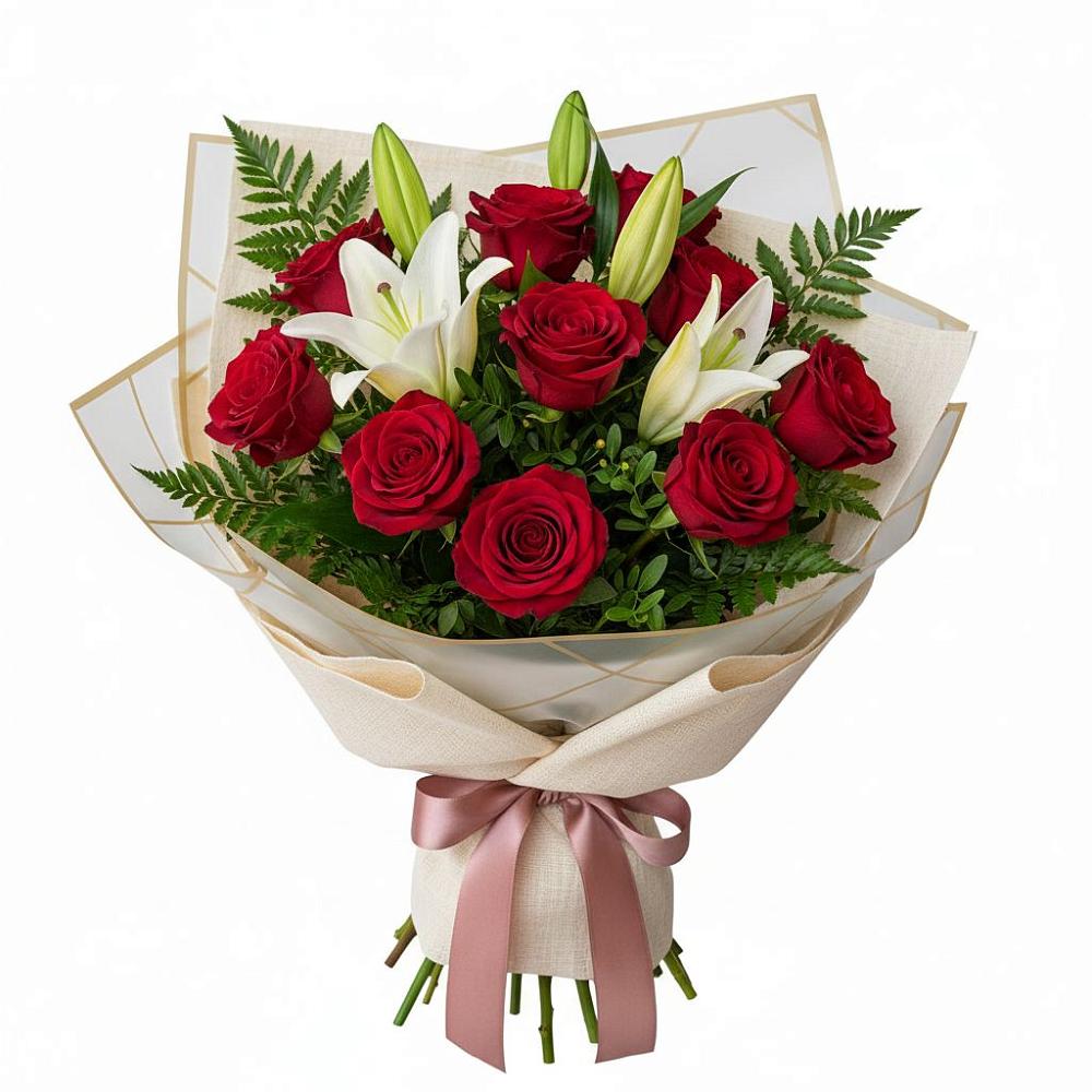 Букет цветов из: Лилии и Розы в Железнодорожном Иркутской области