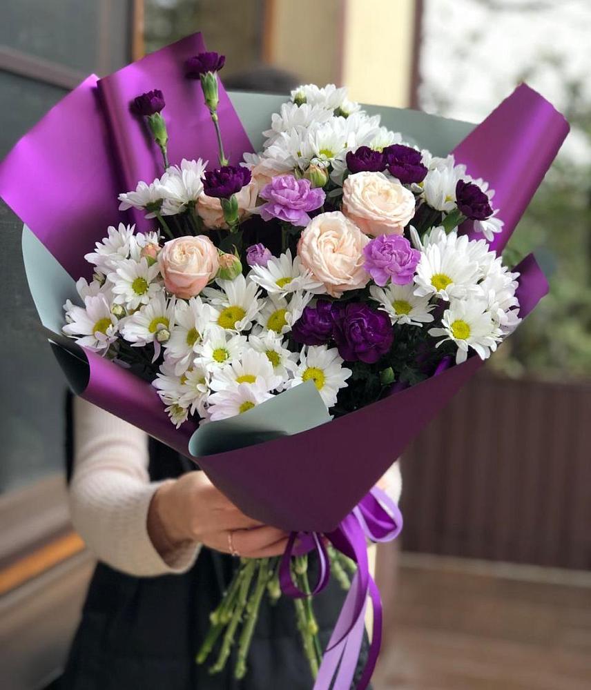 Букет цветов из: Хризантемы, Гвоздики и Розы в Железнодорожном Иркутской области
