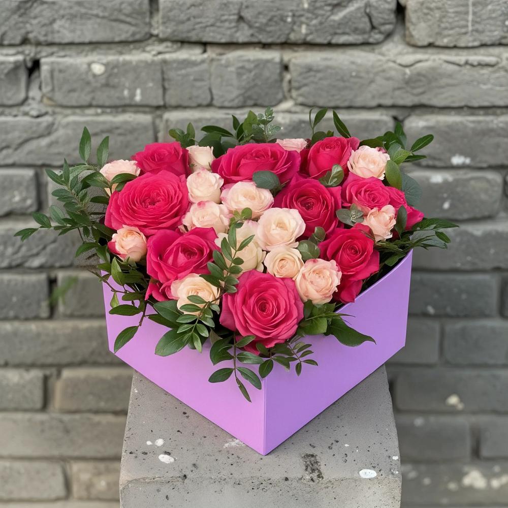 Цветочная композиция из Розы в коробке в Железнодорожном Иркутской области