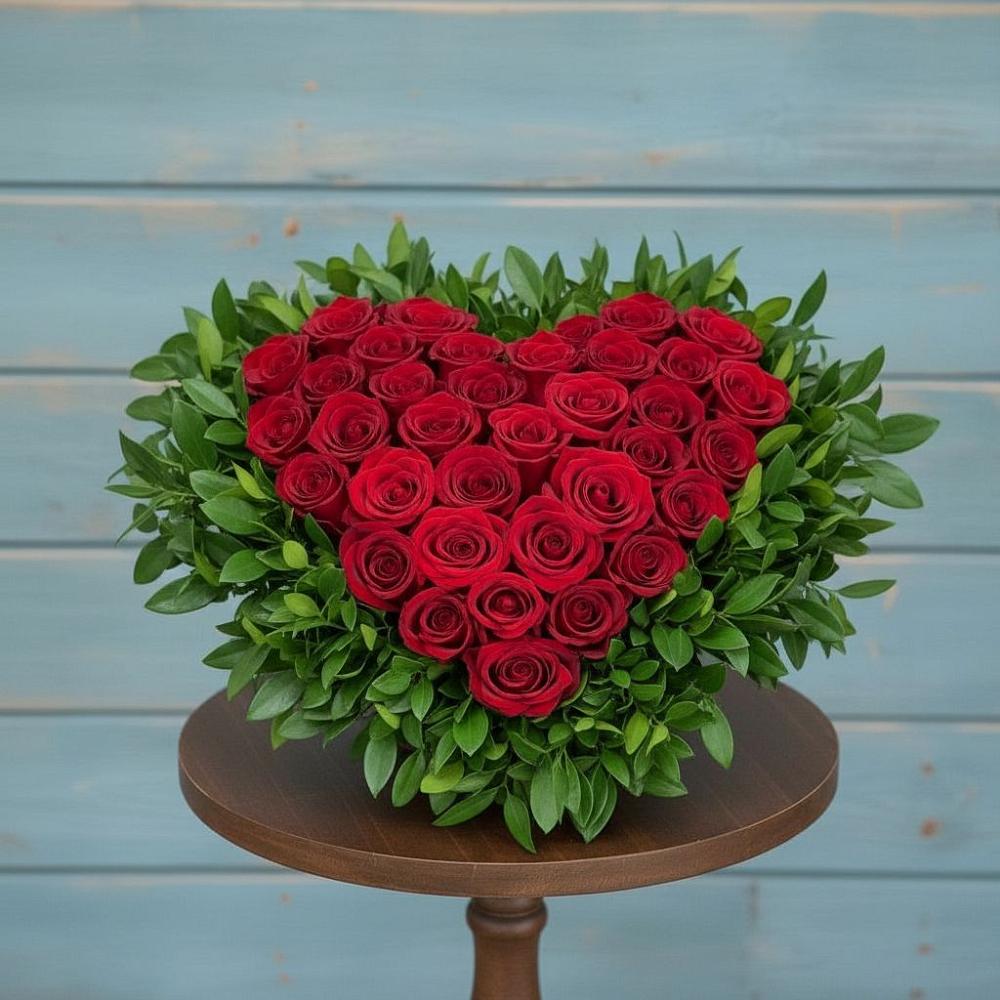 Цветочная композиция из Розы в виде сердца в Железнодорожном Иркутской области