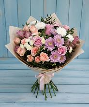 Букет цветов из:  Хризантемы, Розы и Альстромерии в Железнодорожном Иркутской области