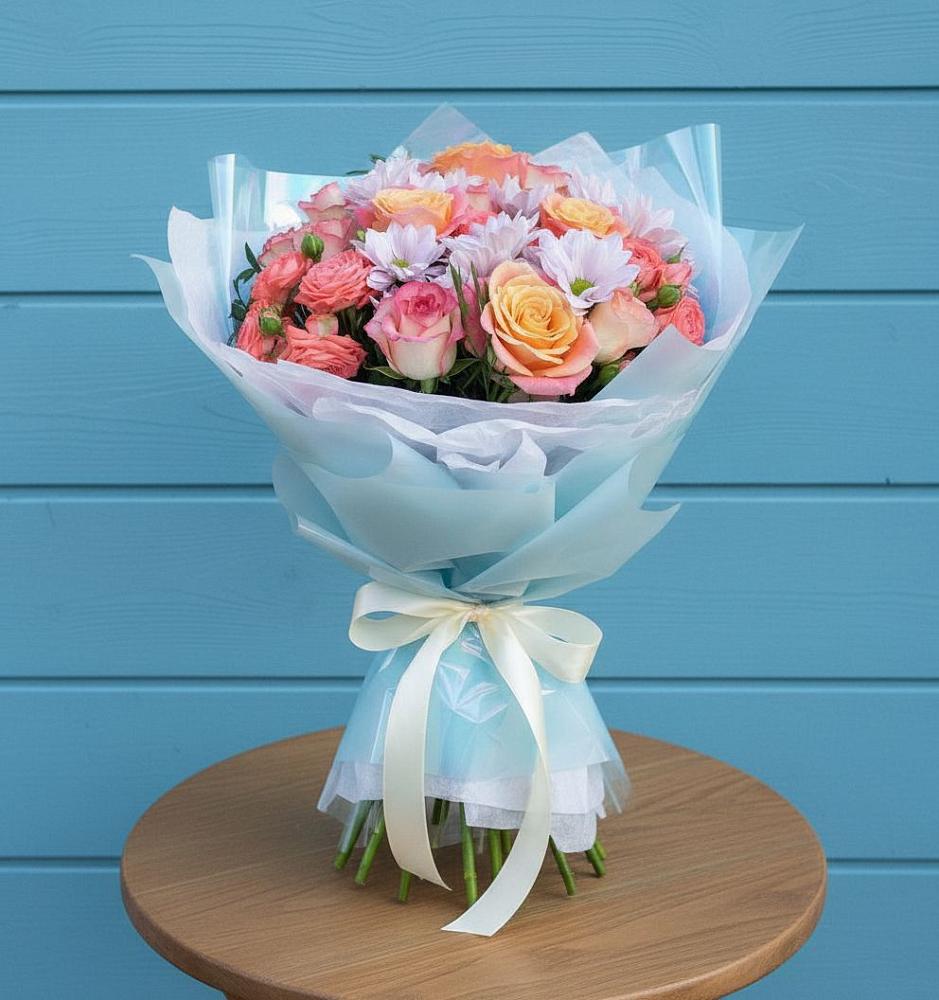 Букет цветов из: Хризантемы и Розы в Железнодорожном Иркутской области