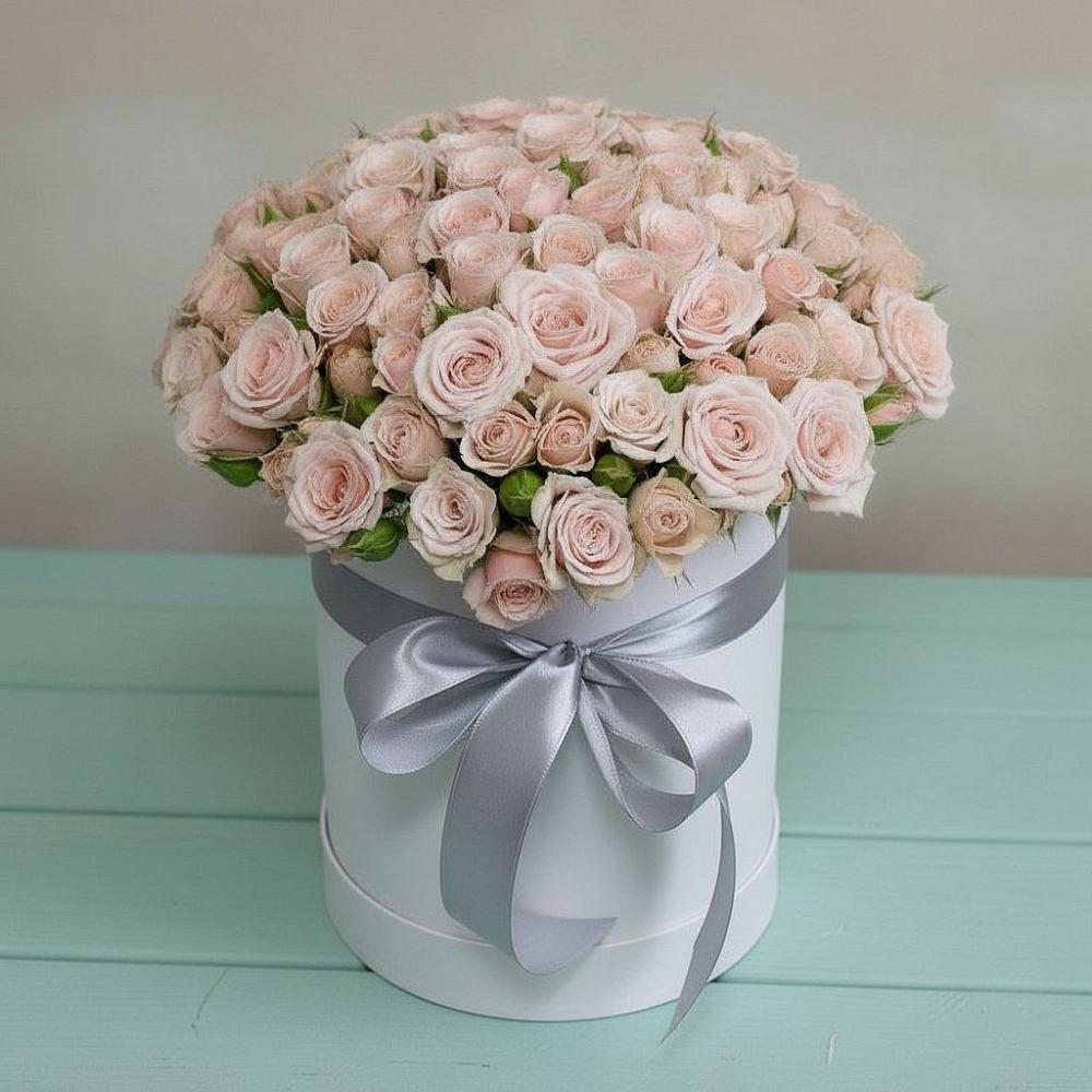 Цветочная композиция из Розы в шляпной коробке в Железнодорожном Иркутской области